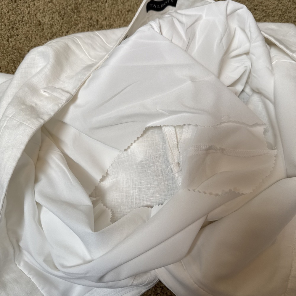 Talbots 100% Linen Southampton Pants Women's 16 White Partially Lined Coastal - Picture 10 of 10